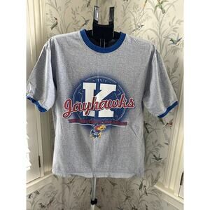 Vintage Jayhawk KU Tshirt Gray Blue Men’s Medium By Team Athletics